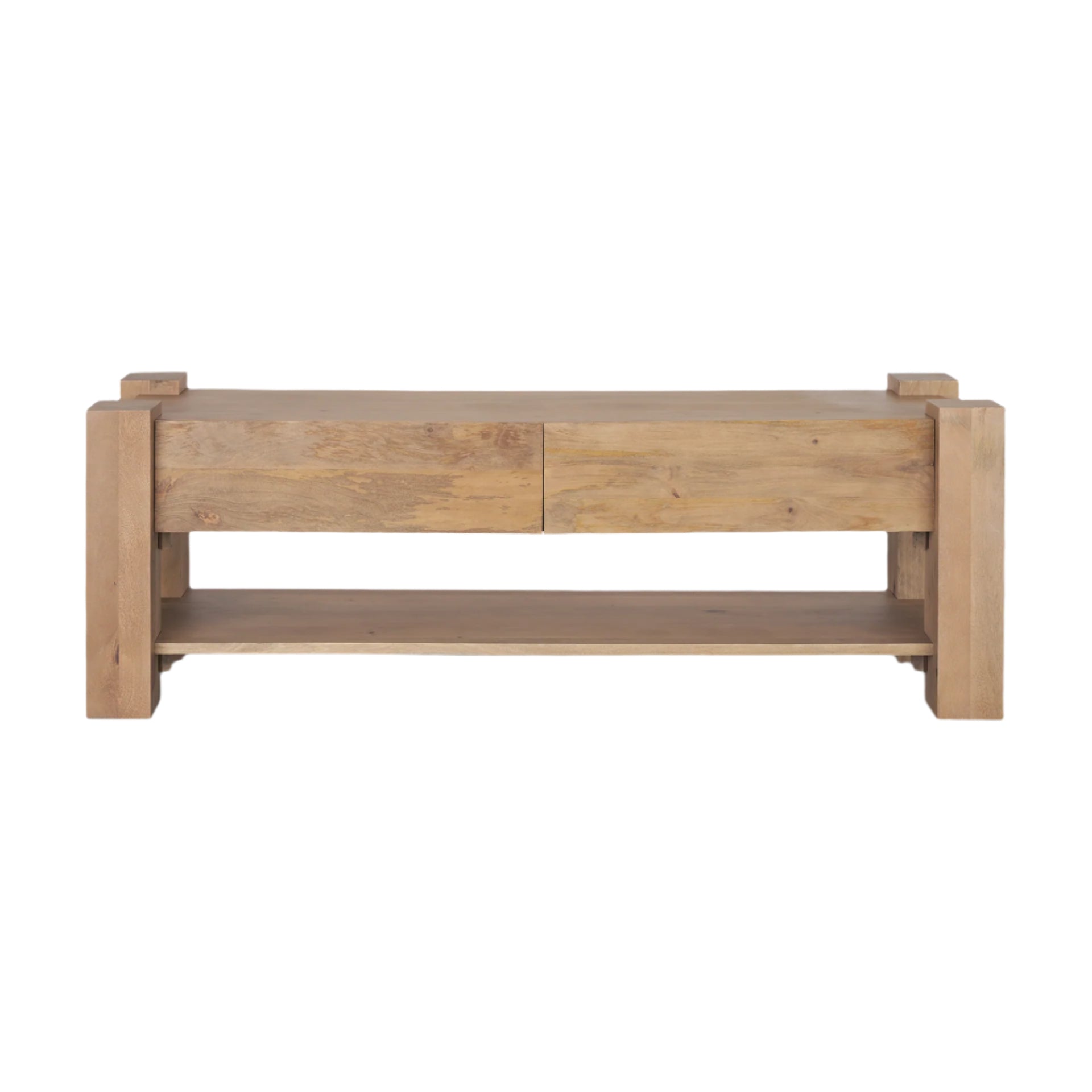 Beth Media Console – Light Brown Solid Mango Wood - Dekor Butik