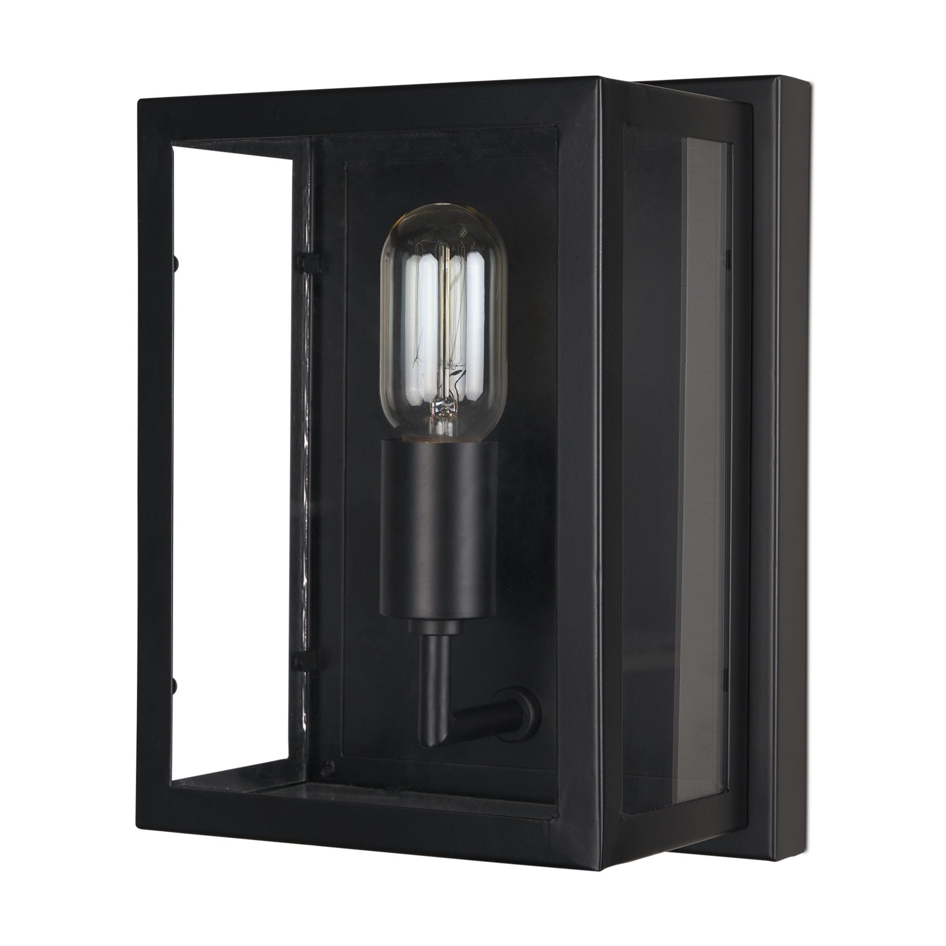 Cairn Matte Black Metal w/ Glass 1 - Light Wall Sconce - Dekor Butik