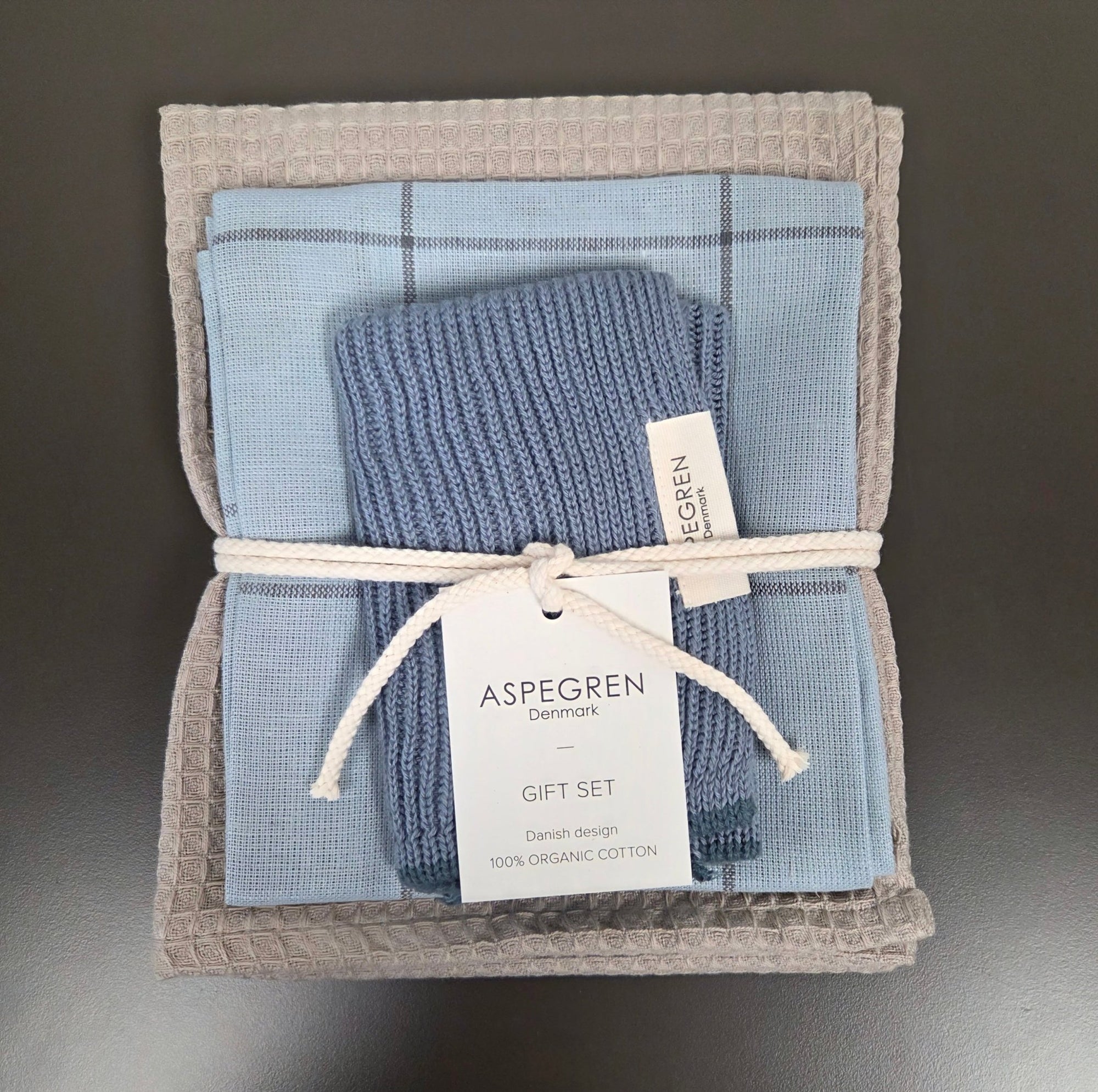 Danish Dishcloth, Tea Towel & Kitchen Towel Gift Set - Set of 3 - Blue Cheese - Dekor Butik