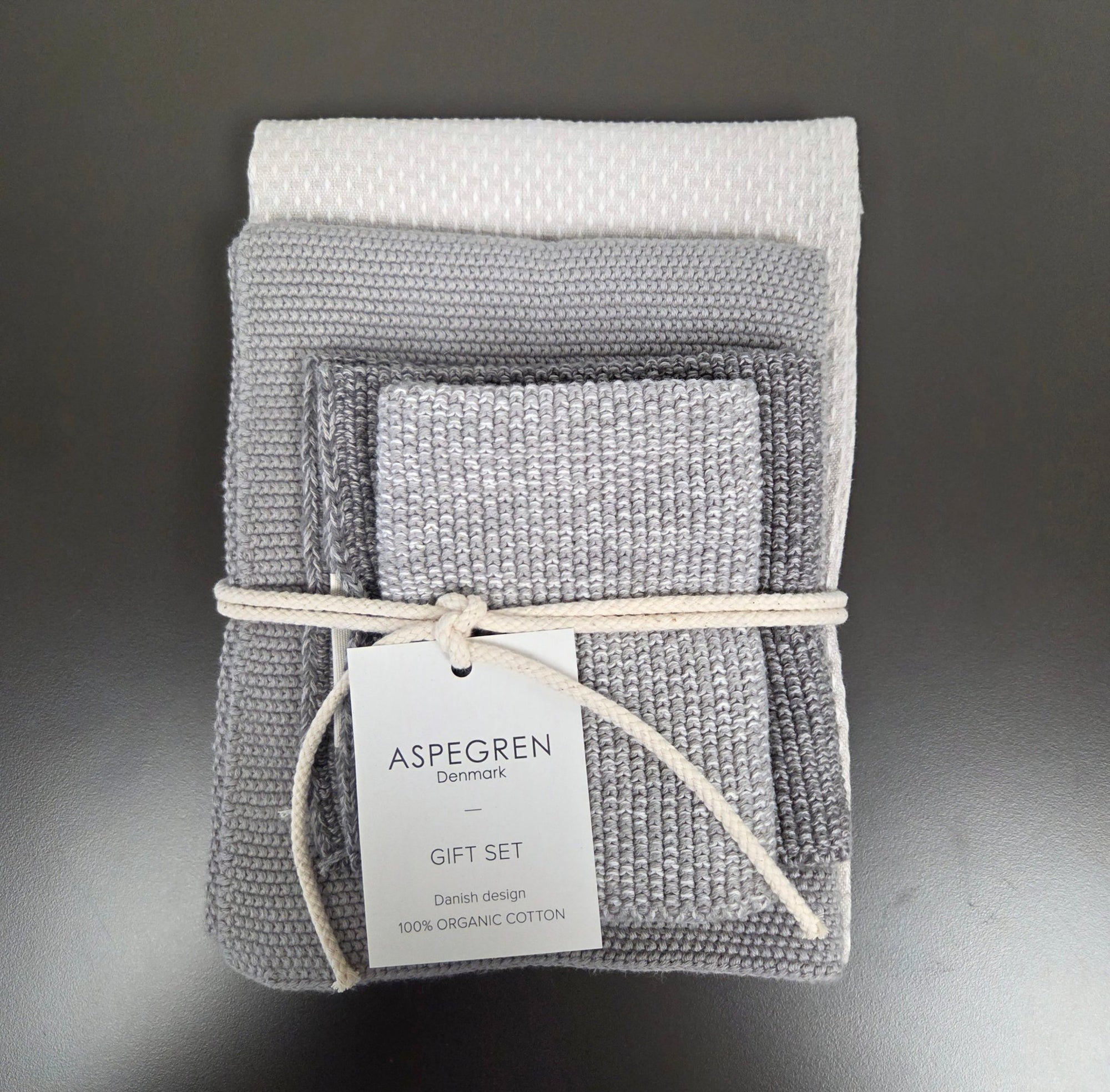Danish Dishcloth, Tea Towel & Kitchen Towel Gift Set - Set of 4 - Chia Seed - Dekor Butik
