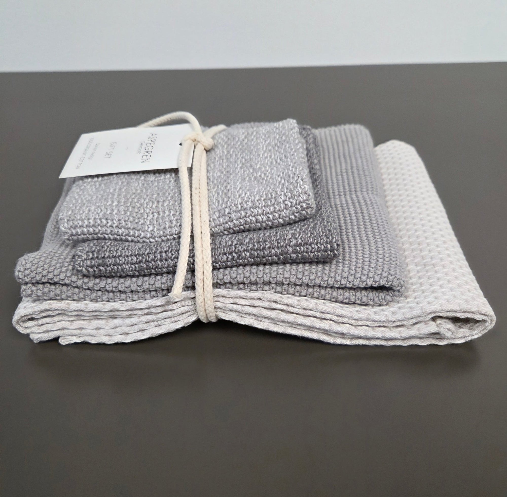 Danish Dishcloth, Tea Towel & Kitchen Towel Gift Set - Set of 4 - Chia Seed - Dekor Butik