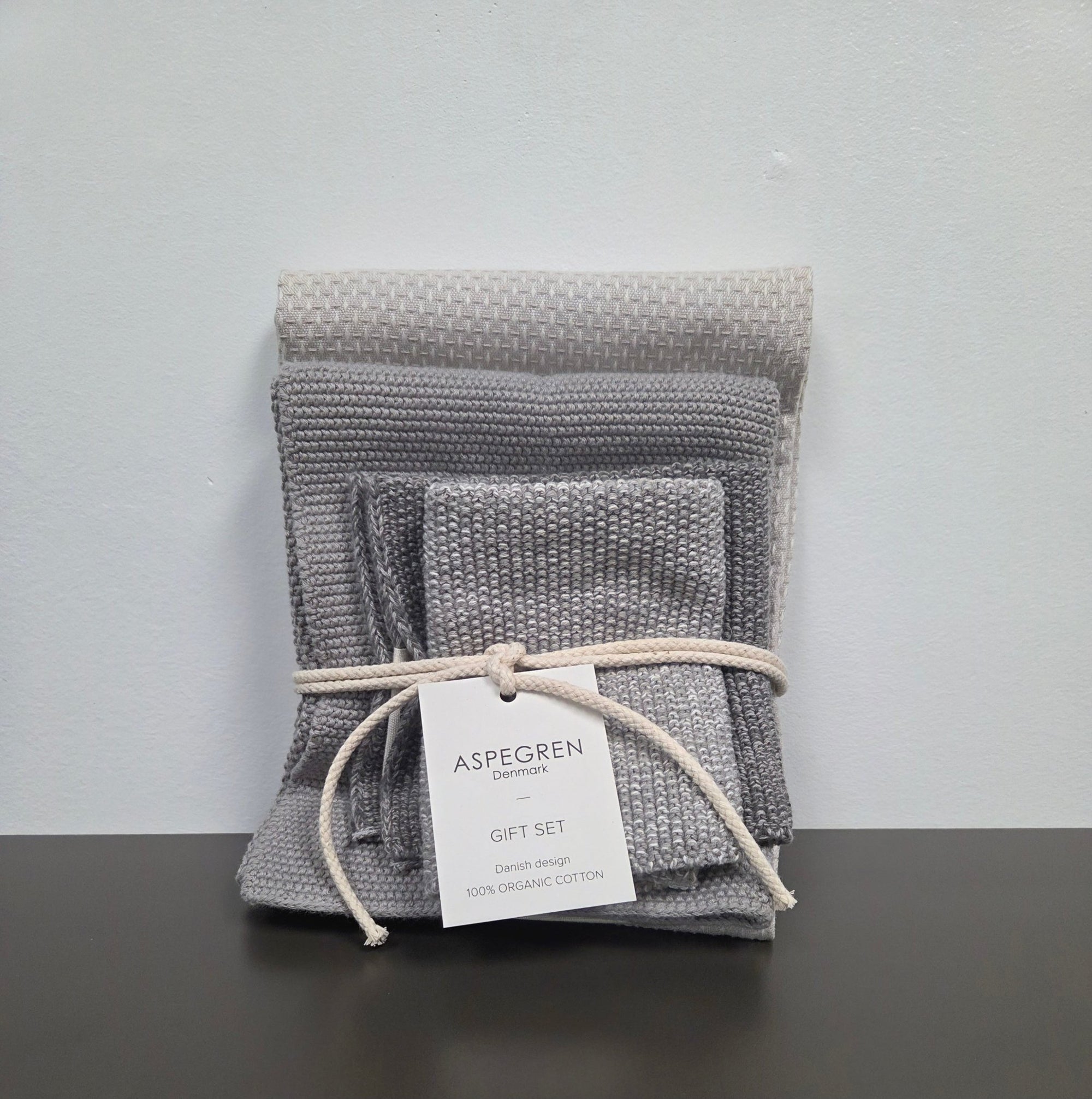 Danish Dishcloth, Tea Towel & Kitchen Towel Gift Set - Set of 4 - Chia Seed - Dekor Butik