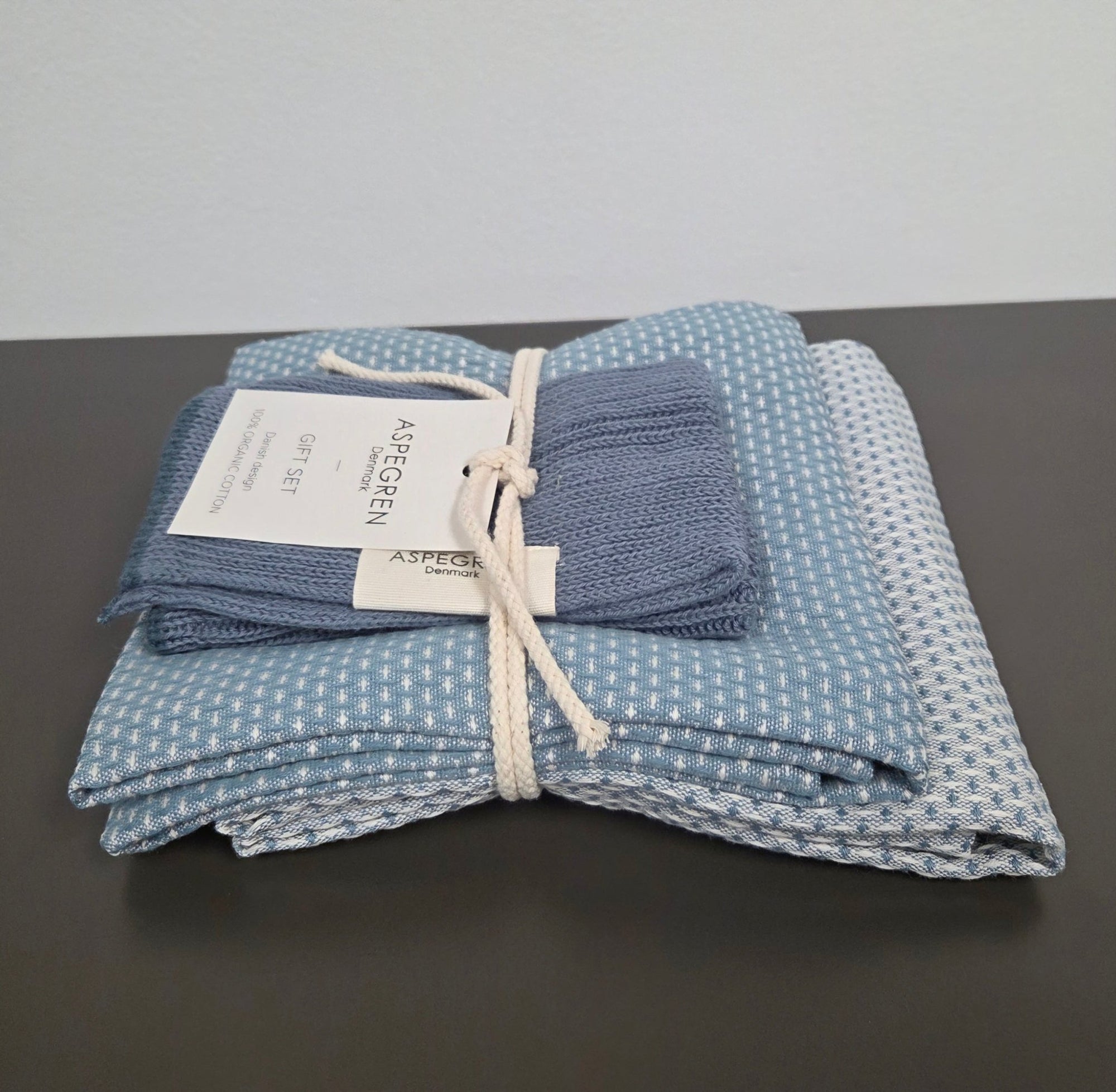 Danish Tea Towel and Dishcloth Gift Set - Set of 3 - Moonlight Blue - Dekor Butik