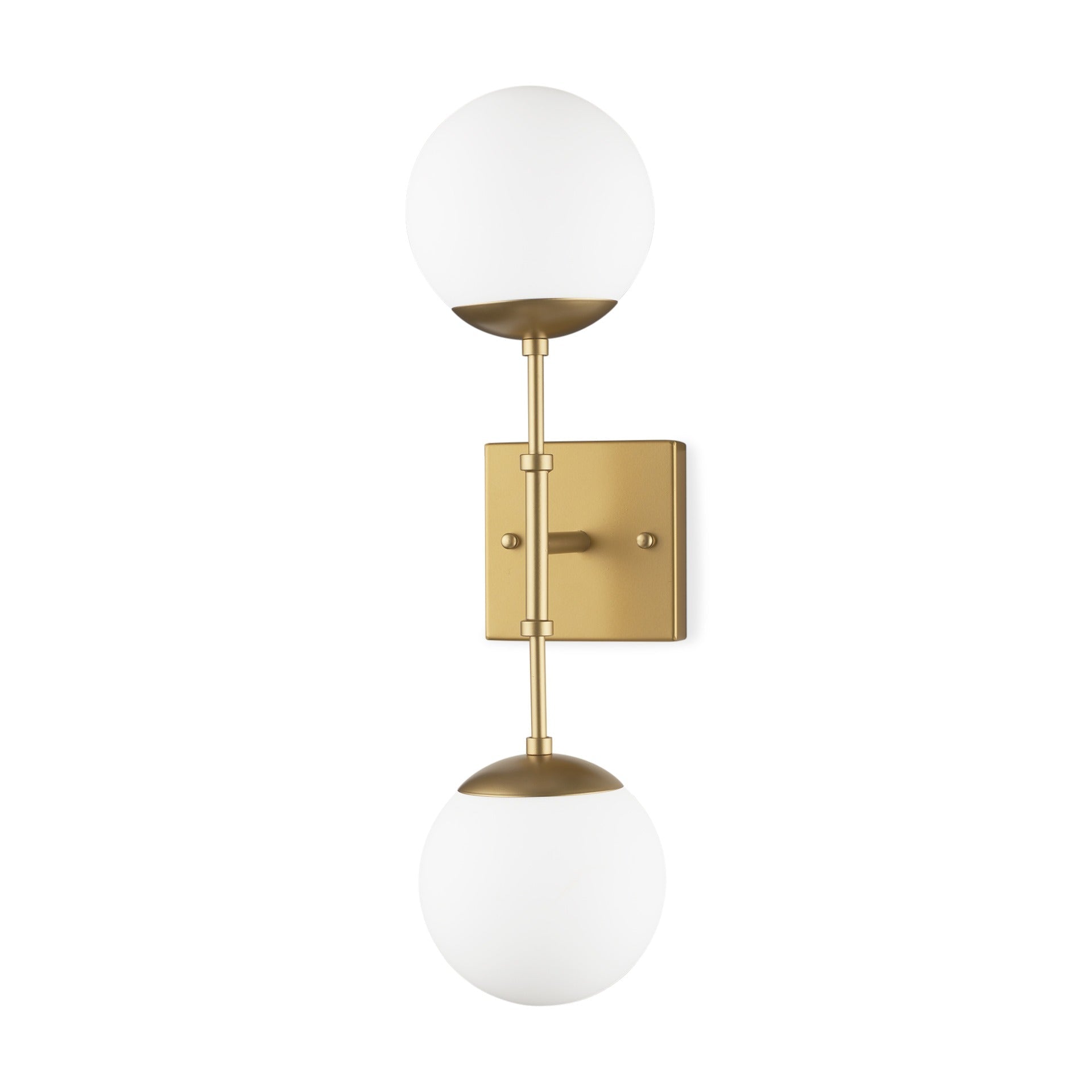 Edie Brushed Gold Metal w/ Frosted Glass Globes 2 - Light Wall Sconce - Dekor Butik