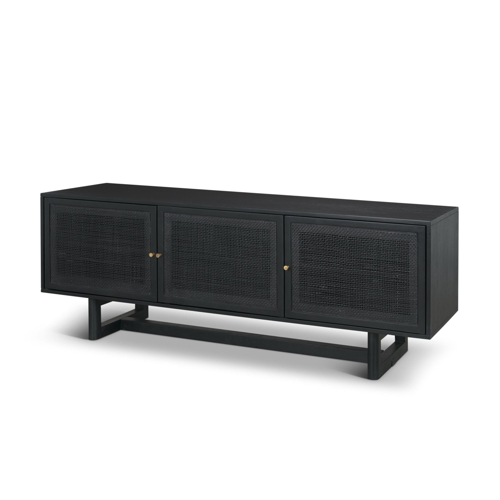 Grier 65" Medium Brown Wood W/ Cane Media Console - Dekor Butik