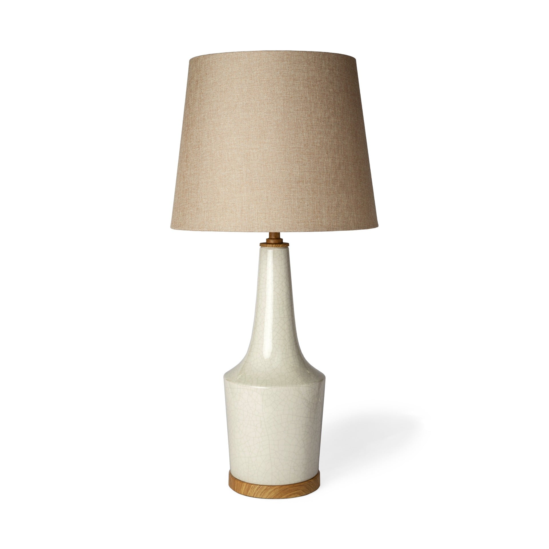 Rebecca (28.5"H) White Crackled Ceramic Base Wood Accent Table Lamp - Dekor Butik