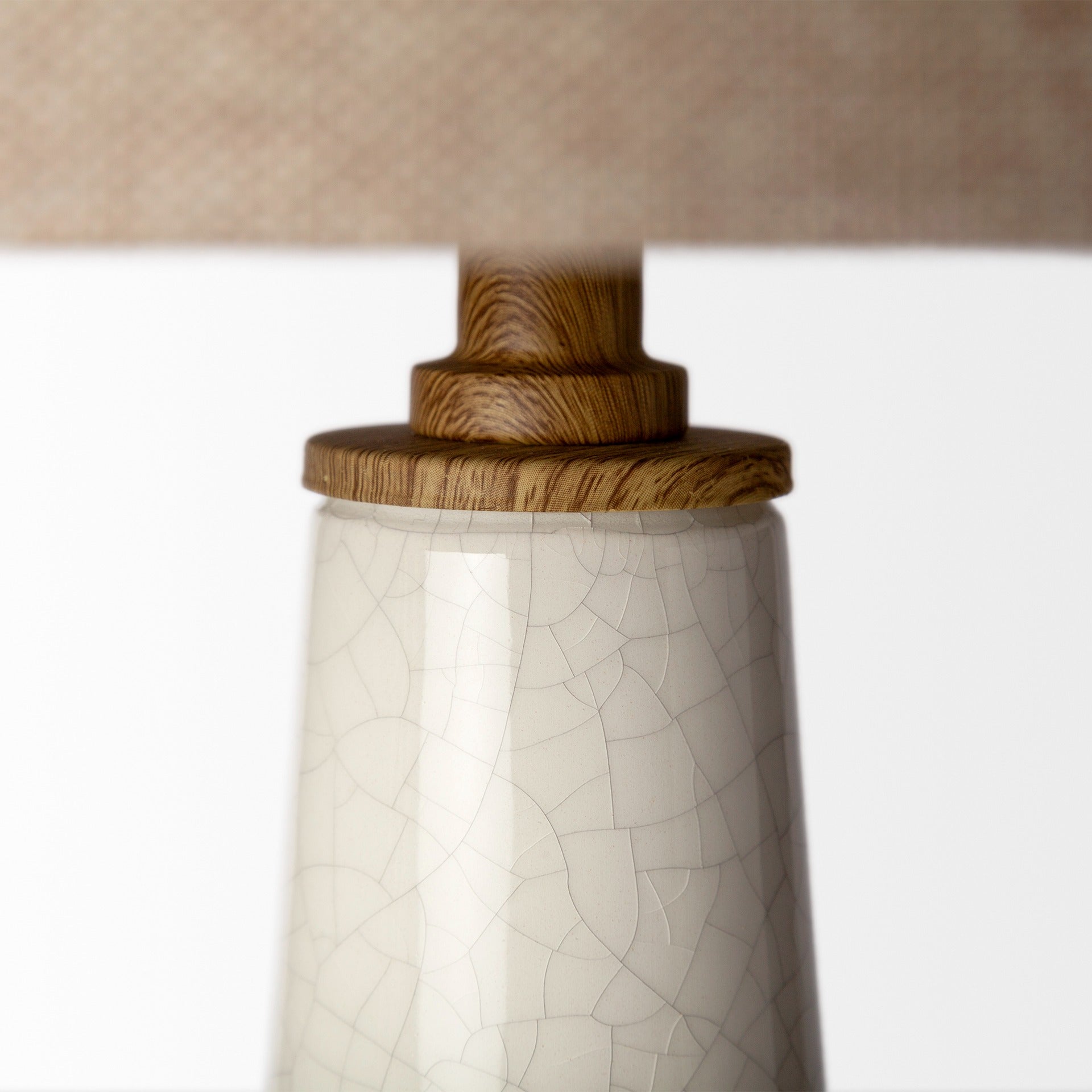 Rebecca (28.5"H) White Crackled Ceramic Base Wood Accent Table Lamp - Dekor Butik