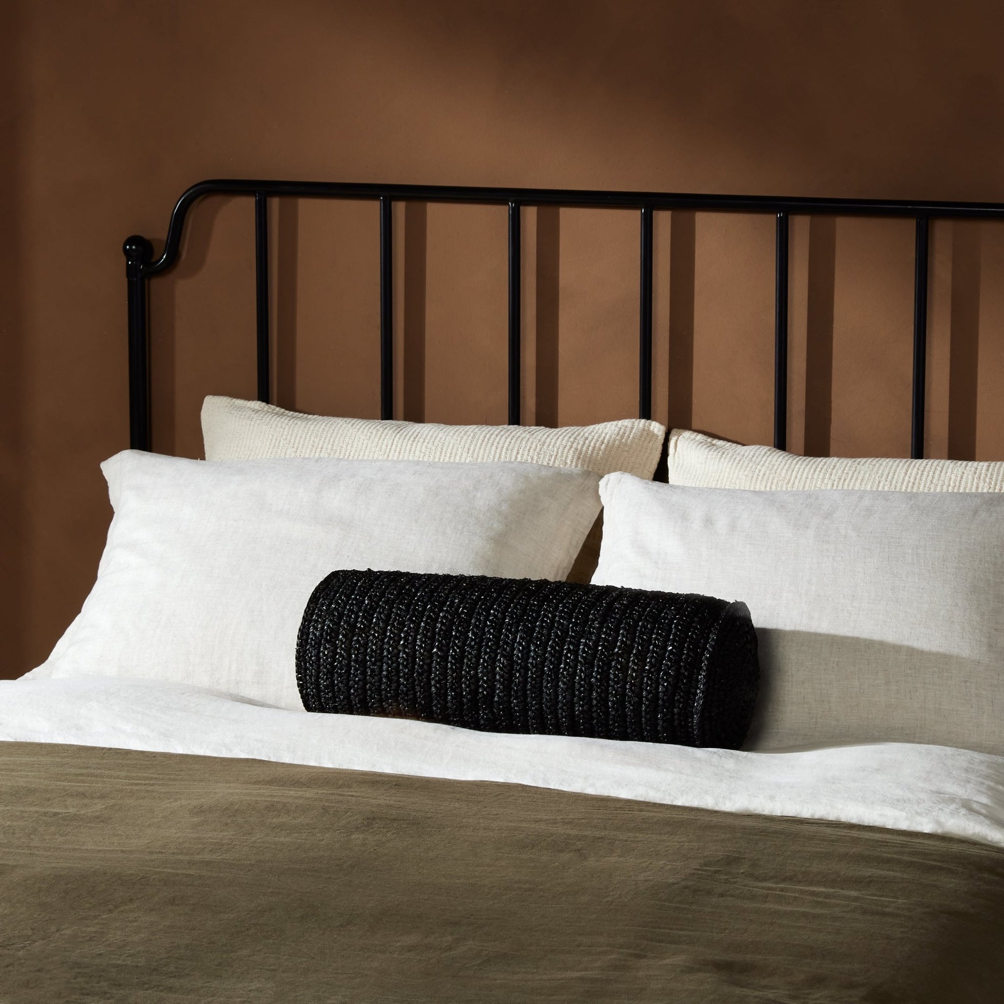 DecorWoven Palm Round Lumbar Pillow - Dekor Butik