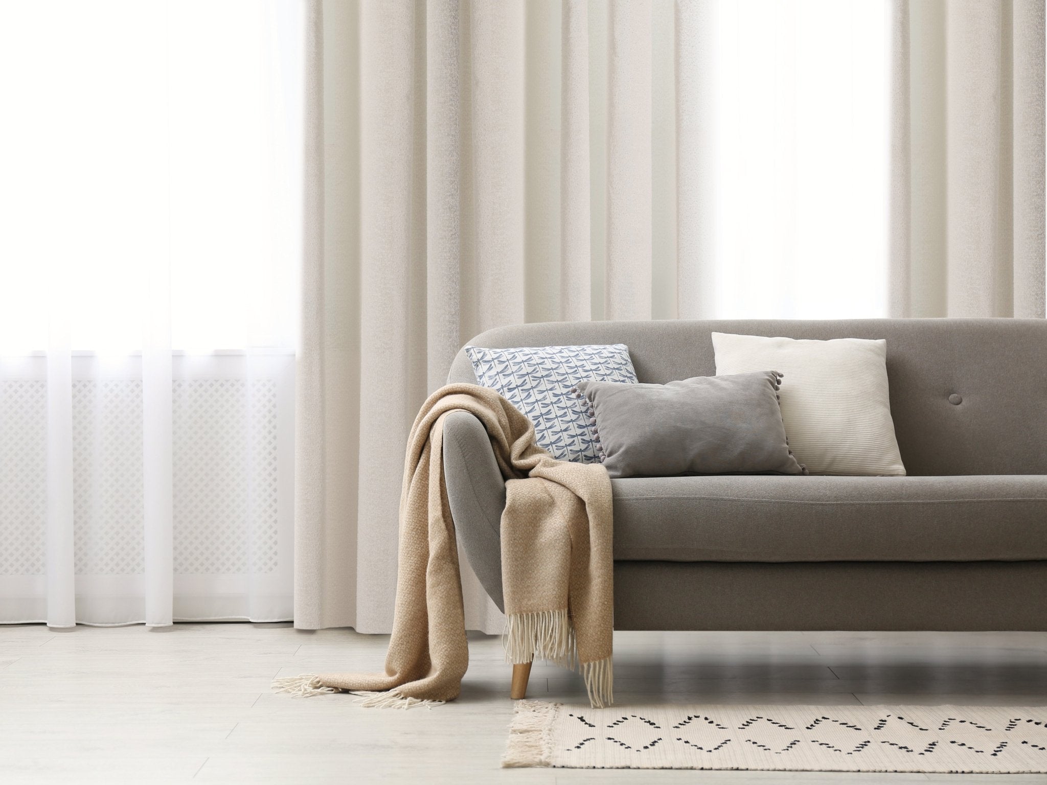 CurtainsOrtona Boucle Sytle Heavy Semi Sheer Grommet Curtain 80" x95" - Dekor Butik