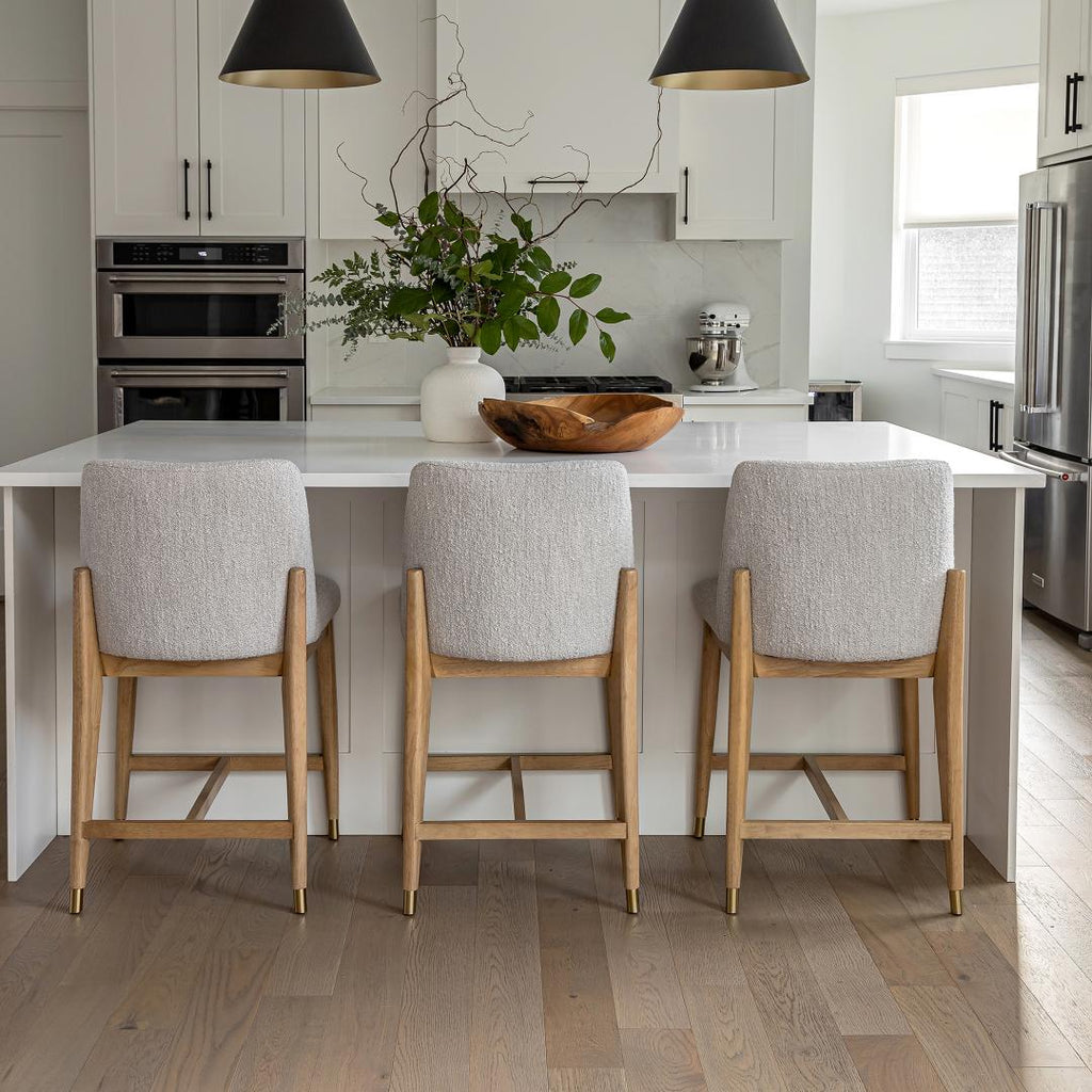 Fawcett Counter Stool - Taupe Boucle - Blonde