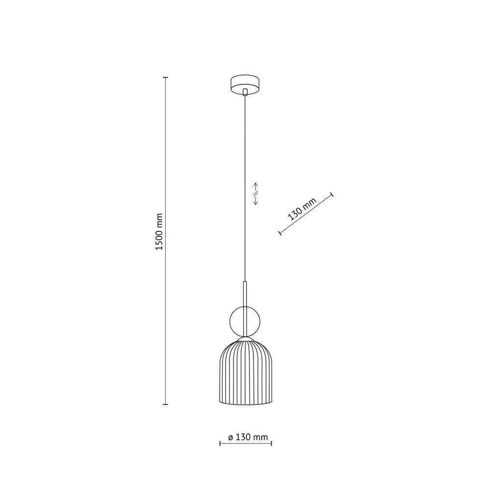 SOPHIA Cognac Ribbed Glass Bell Mini Pendant for Kitchen Island