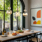 SOPHIA Cognac Ribbed Glass 3-Light Linear Pendant for Dining, Living Room & Kitchen