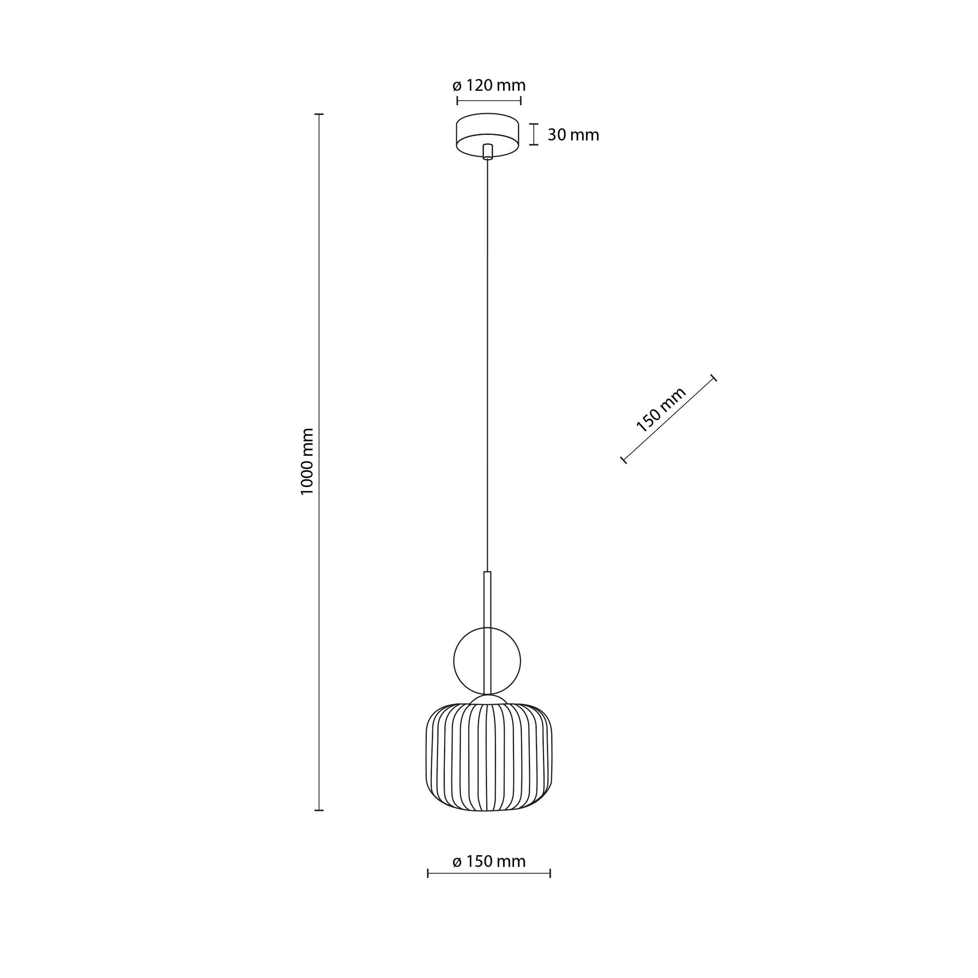 SOPHIA Ribbed Glass Pendant Light for Kitchen Island, Dining Room & Contemporary Interiors