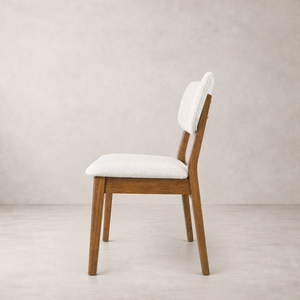 Clara Solid Wood Dining Chair - Smoked Oak and Heathered Ivory