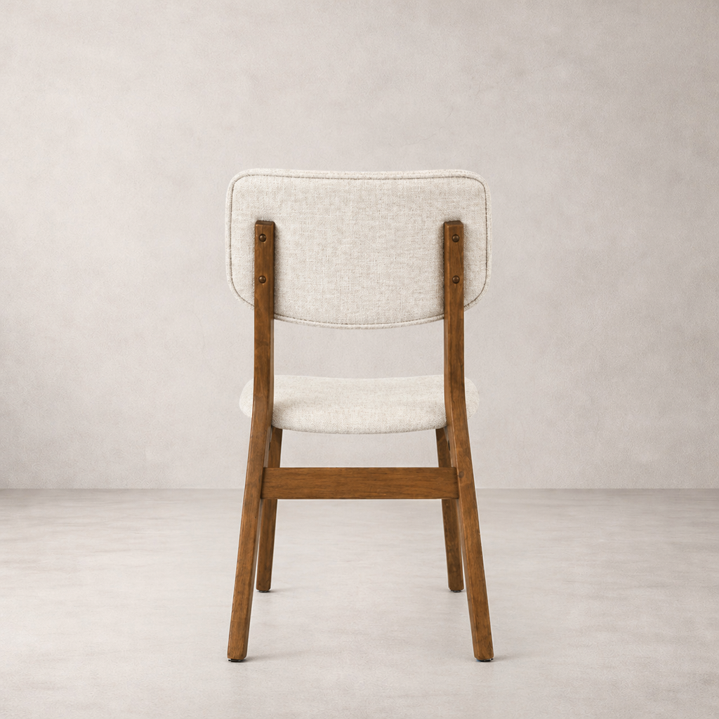 Clara Solid Wood Dining Chair - Smoked Oak and Heathered Ivory