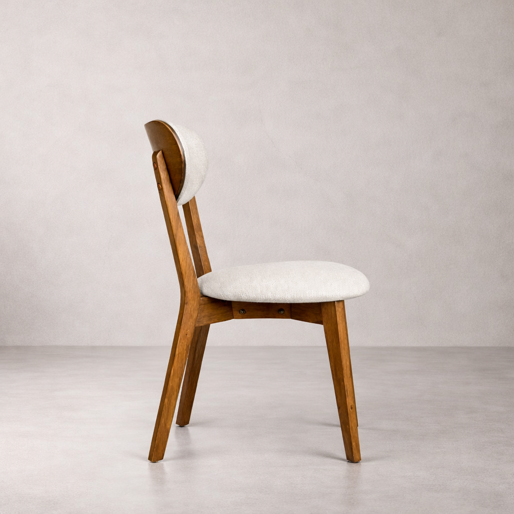 Abby Solid Wood Dining Chair - Smoked Oak and Heathered Ivory