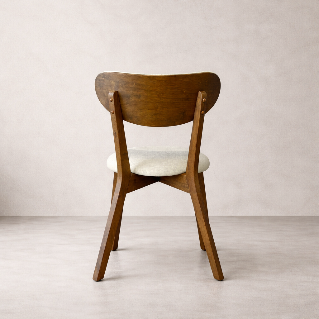 Abby Solid Wood Dining Chair - Smoked Oak and Heathered Ivory