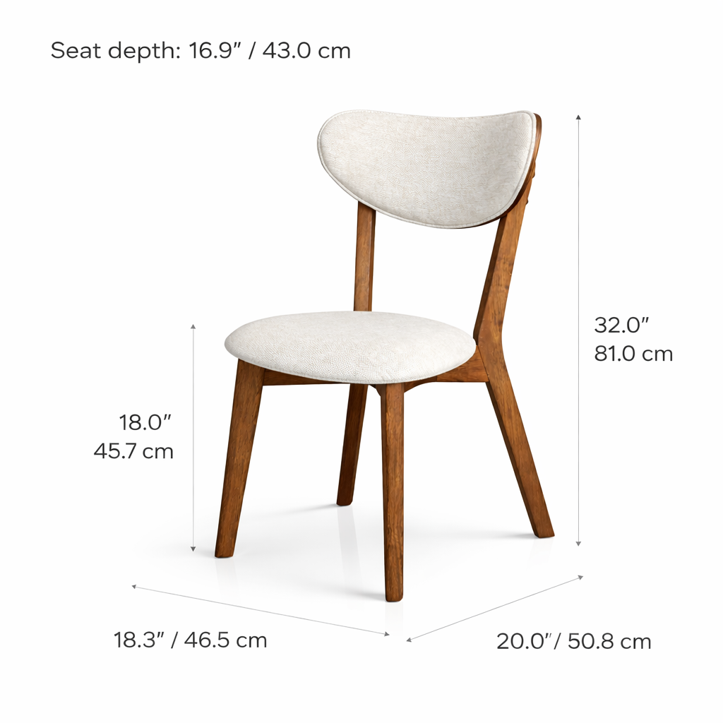 Abby Solid Wood Dining Chair - Smoked Oak and Heathered Ivory