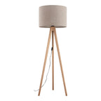GRAND Pine & Linen Mid-Century Modern Floor Lamp for Living Room, Bedroom & Reading Nook