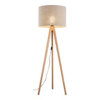 GRAND Pine & Linen Mid-Century Modern Floor Lamp for Living Room, Bedroom & Reading Nook