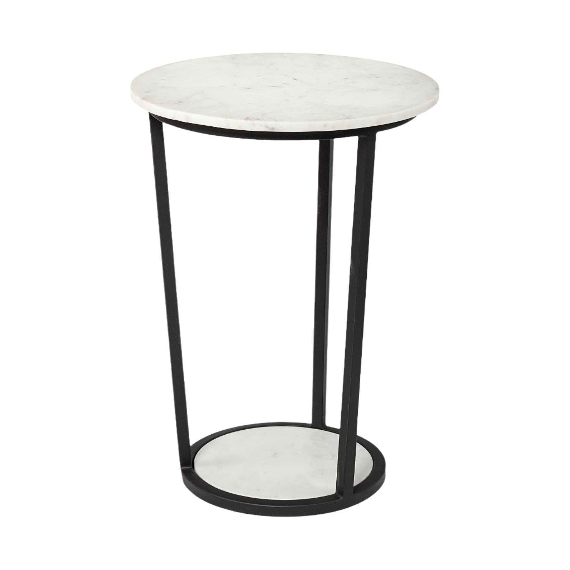 BLACK BASE, WHITE MARBLE TOP, SIDE TABLE