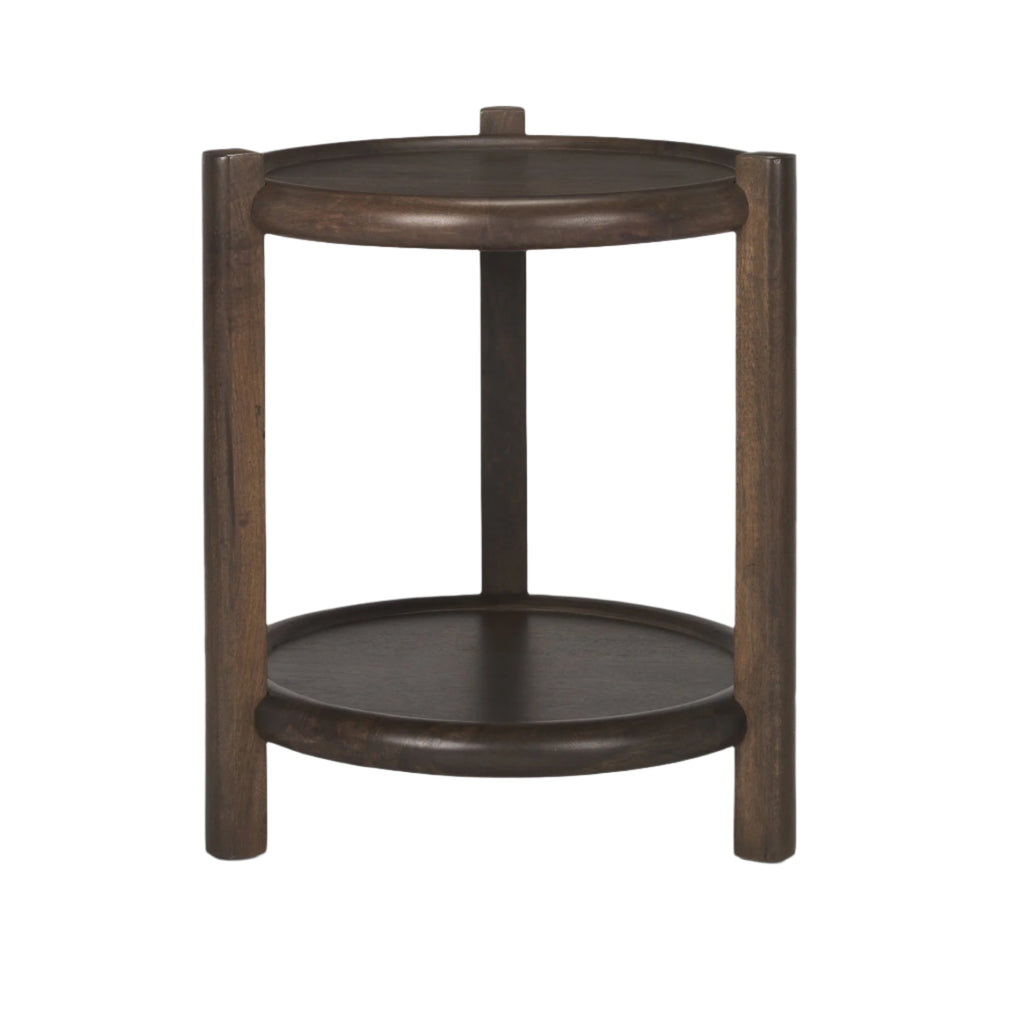 Wooden side table with two shelves