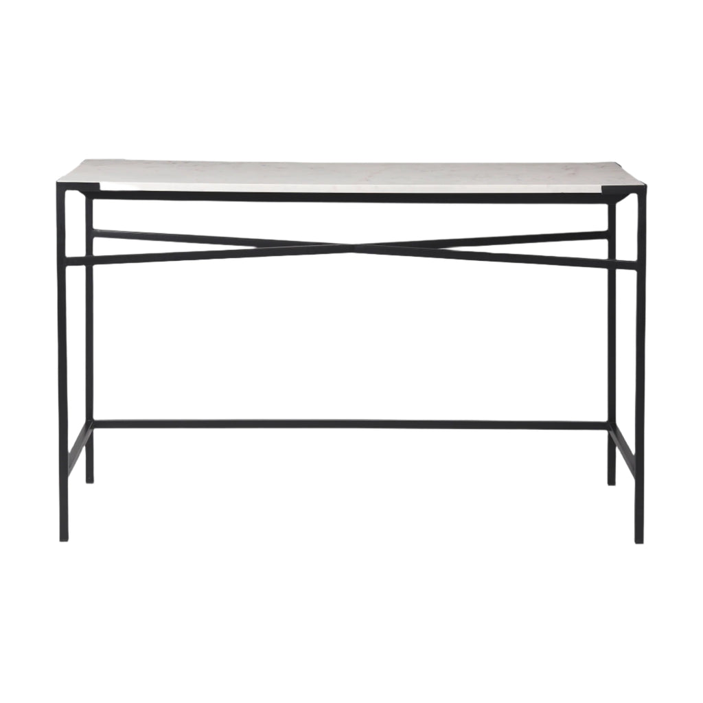 The Lucas is a simple yet stylish, metal console table featuring a stunning, white marble top.
