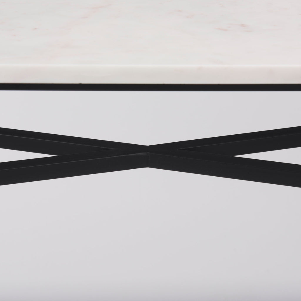 The Lucas is a simple yet stylish, metal console table featuring a stunning, white marble top.