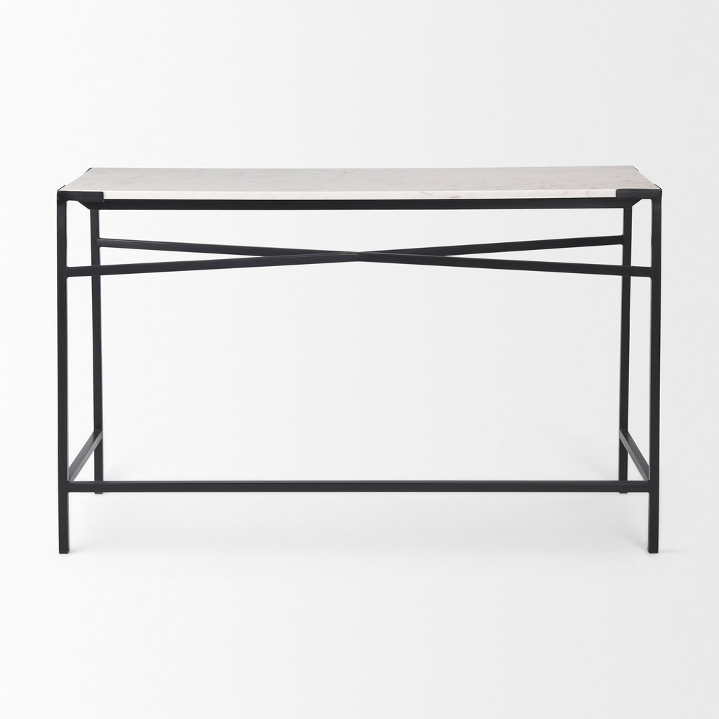 The Lucas is a simple yet stylish, metal console table featuring a stunning, white marble top.