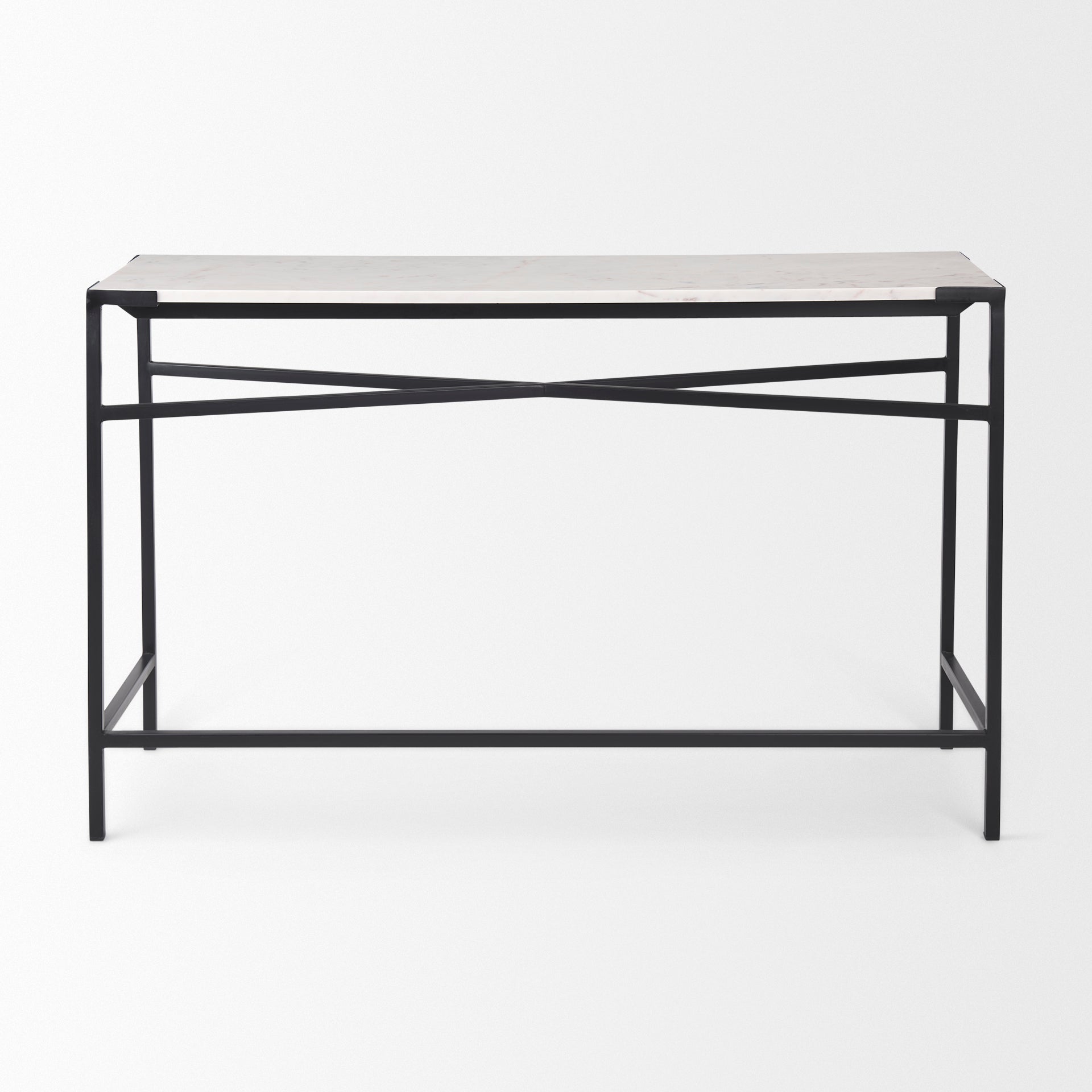 The Lucas is a simple yet stylish, metal console table featuring a stunning, white marble top.