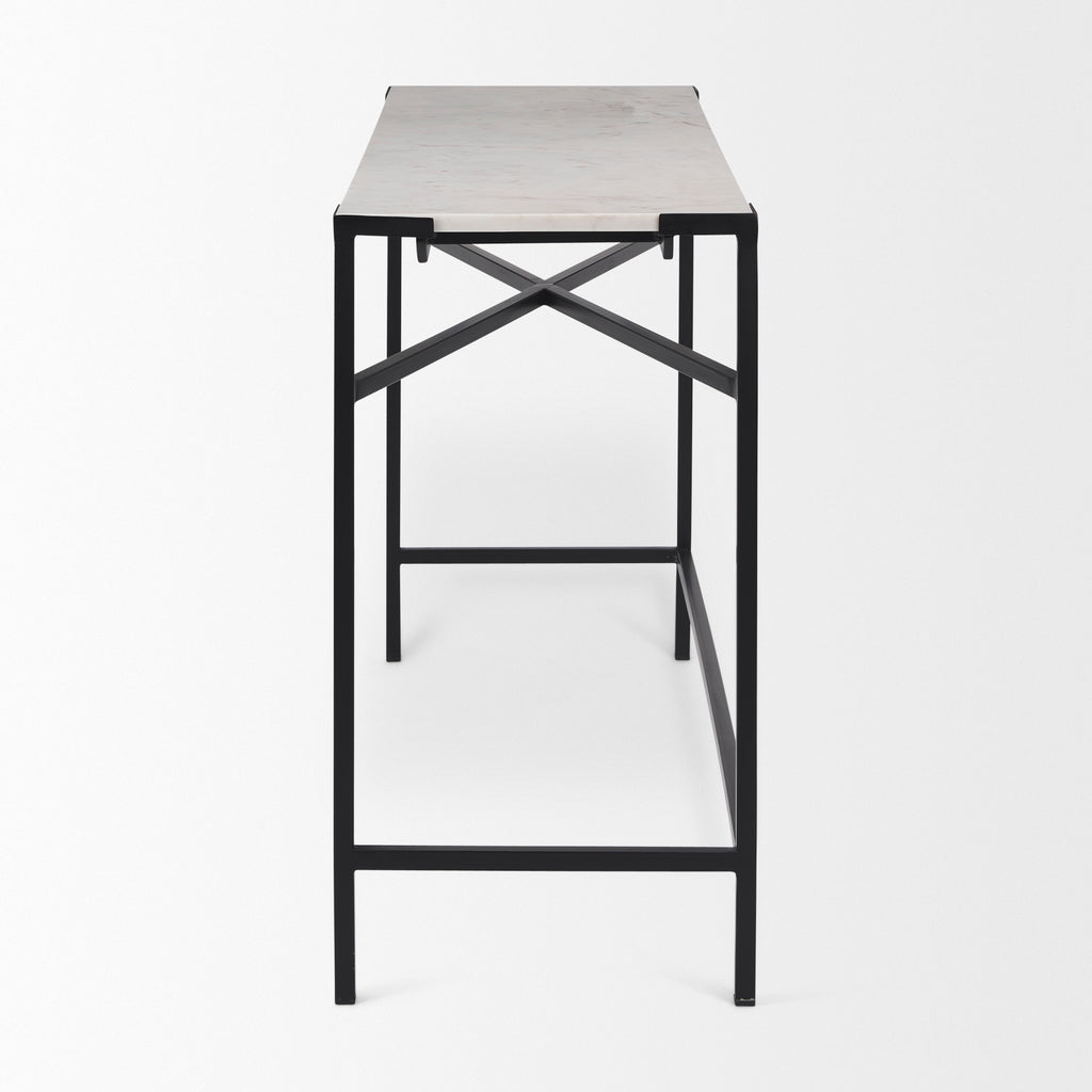 The Lucas is a simple yet stylish, metal console table featuring a stunning, white marble top.