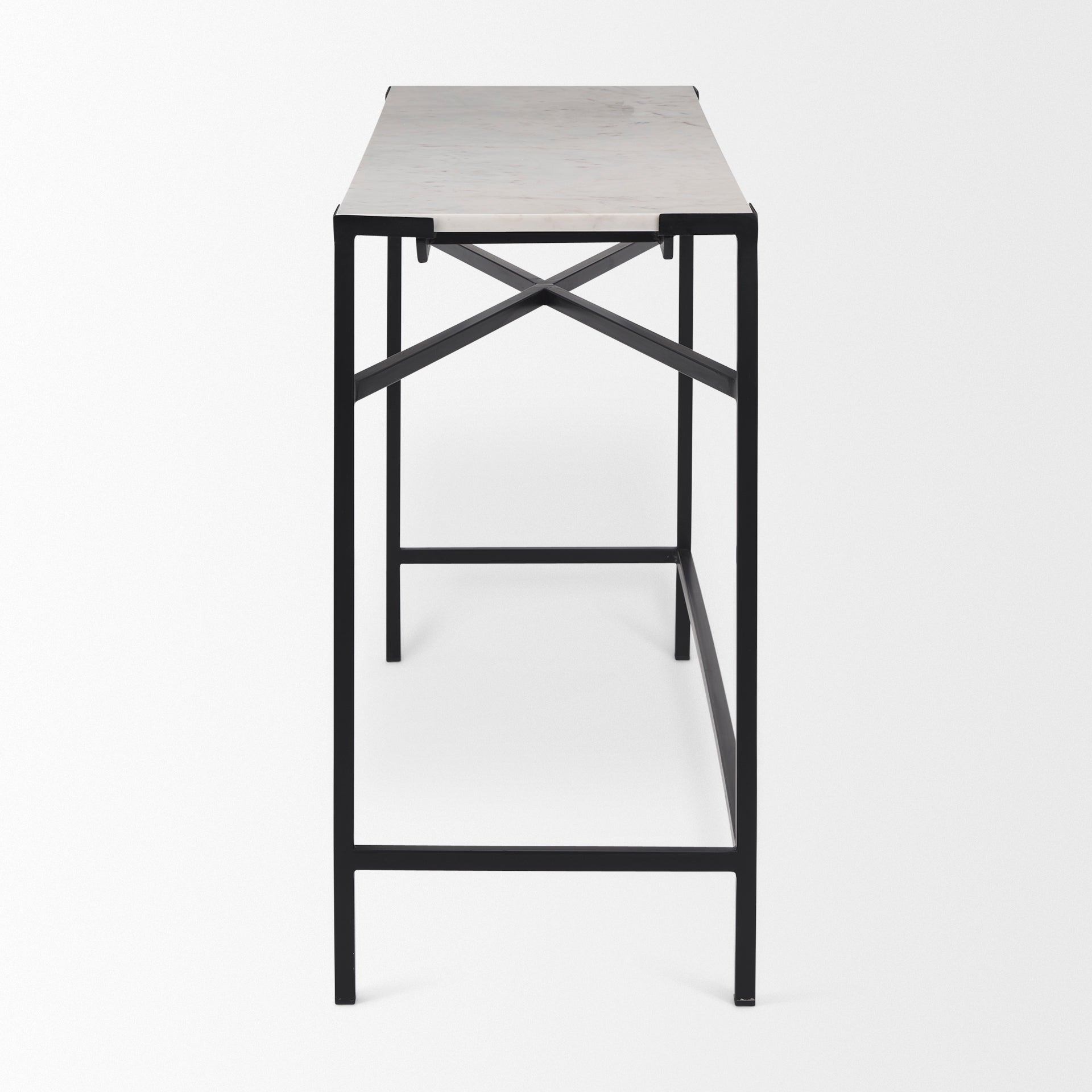 The Lucas is a simple yet stylish, metal console table featuring a stunning, white marble top.