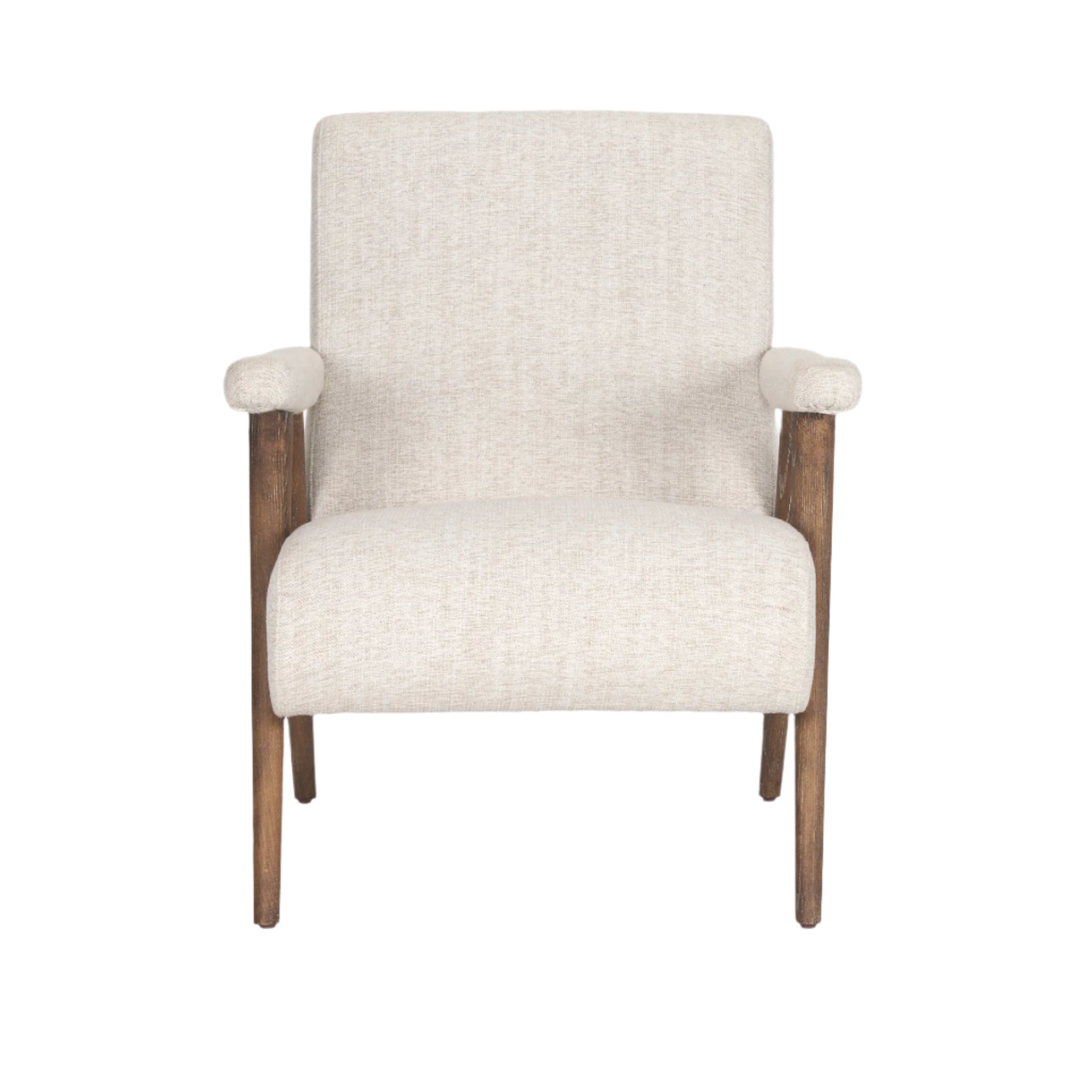 Beige armchair with wooden legs