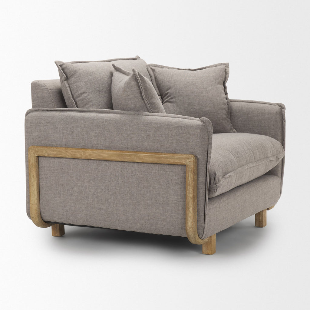 Roy Upholstered Armchair with Exposed Wood Frame