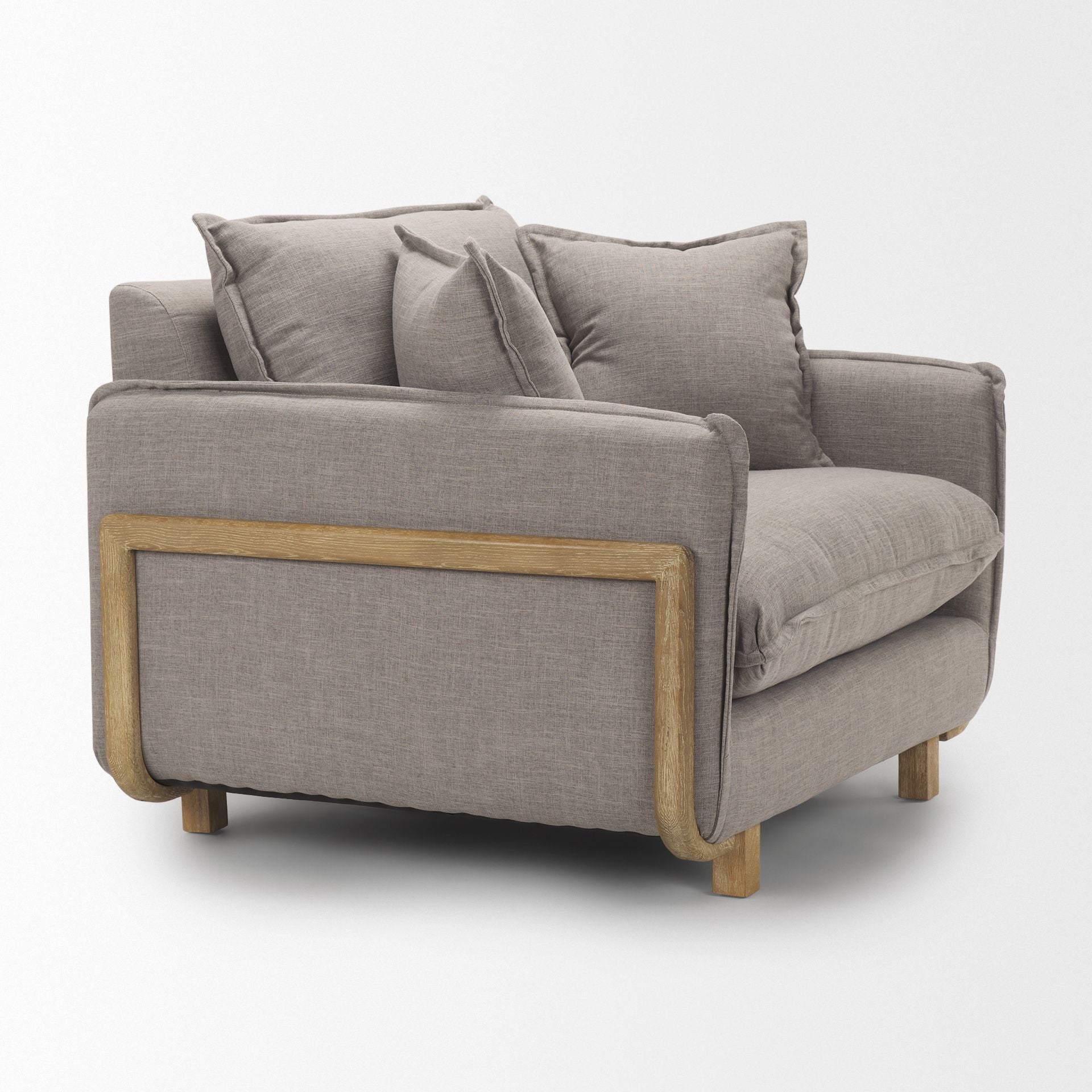 Roy Upholstered Armchair with Exposed Wood Frame