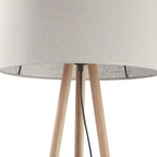 TOKYO Natural Linen & Wood Tripod Floor Lamp for Living Room, Bedroom & Reading Nook