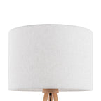 TOKYO Natural Linen & Wood Tripod Floor Lamp for Living Room, Bedroom & Reading Nook