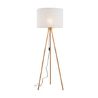 TOKYO Natural Linen & Wood Tripod Floor Lamp for Living Room, Bedroom & Reading Nook