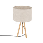 TOKYO Natural Linen & Wood Tripod Table Lamp for Bedroom & Nightstand