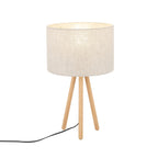 TOKYO Natural Linen & Wood Tripod Table Lamp for Bedroom & Nightstand