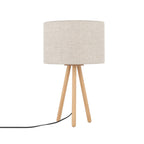 TOKYO Natural Linen & Wood Tripod Table Lamp for Bedroom & Nightstand