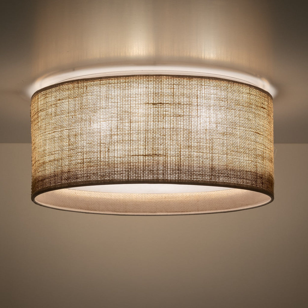 JUTE Natural Flush Mount Ceiling Light for Bedroom, Hallway & Living Room