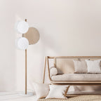PULSE Pine, Jute & Linen 3-Light Floor Lamp for Living Room, Bedroom & Reading Corner