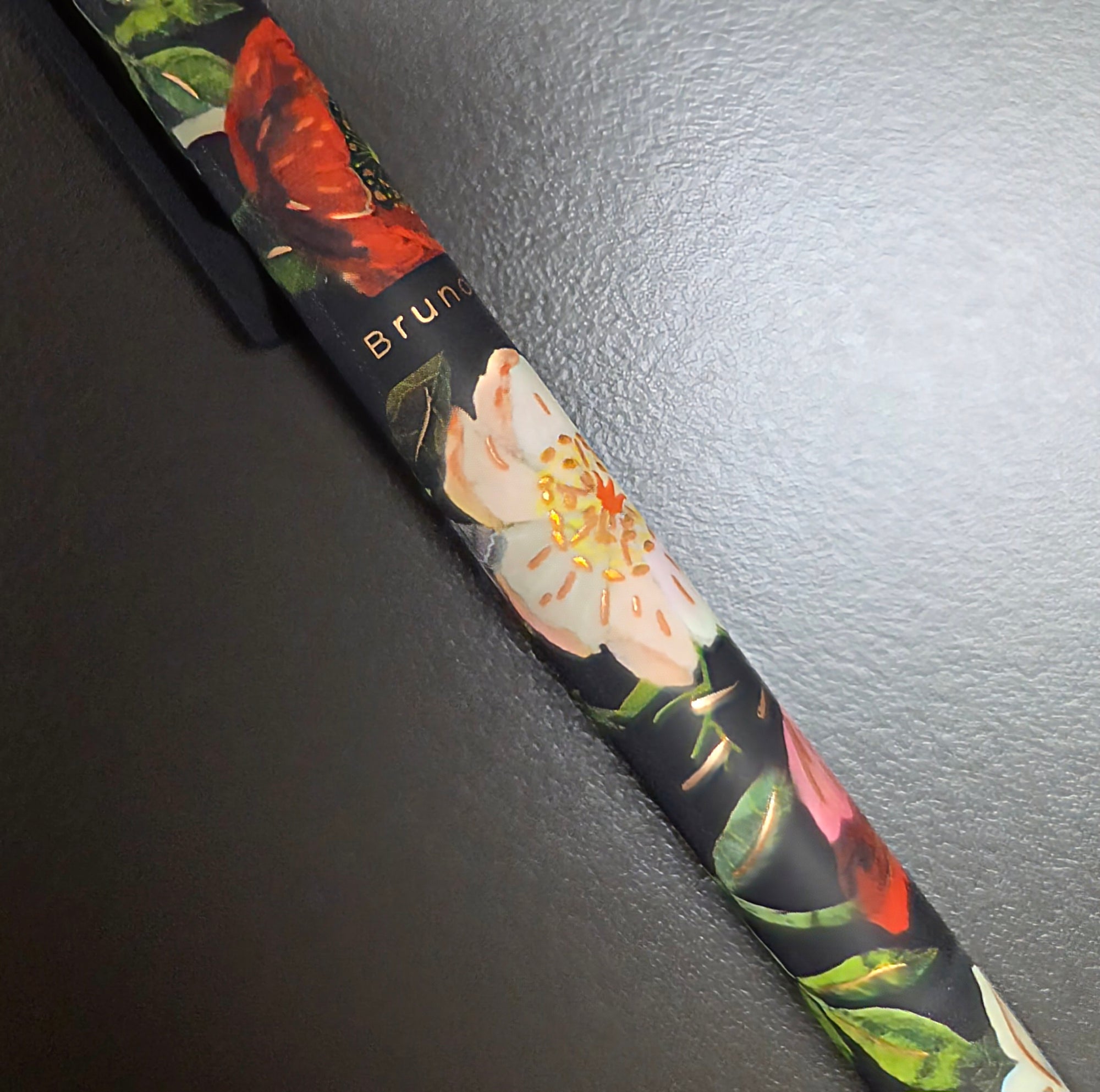 Soft Touch Click Ballpoint Pen - Floral - Black Ink