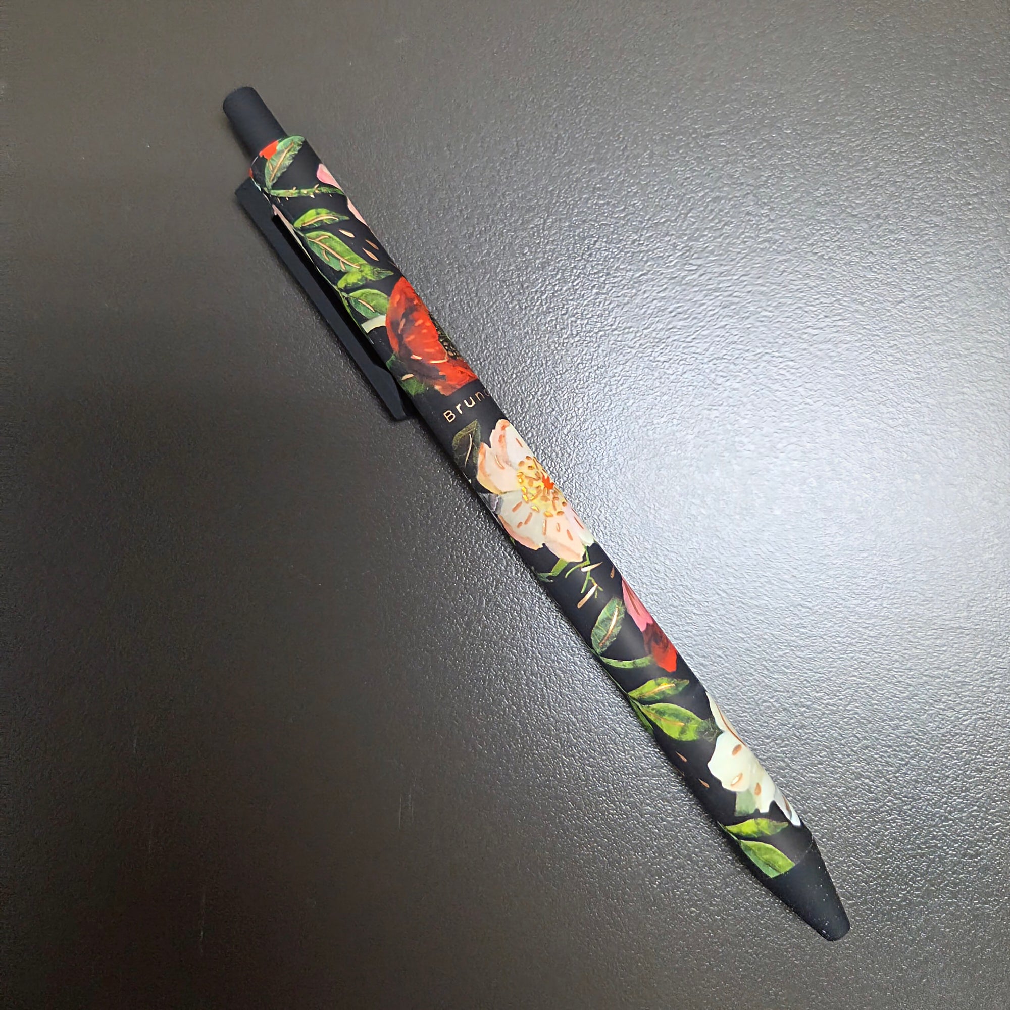 Soft Touch Click Ballpoint Pen - Floral - Black Ink