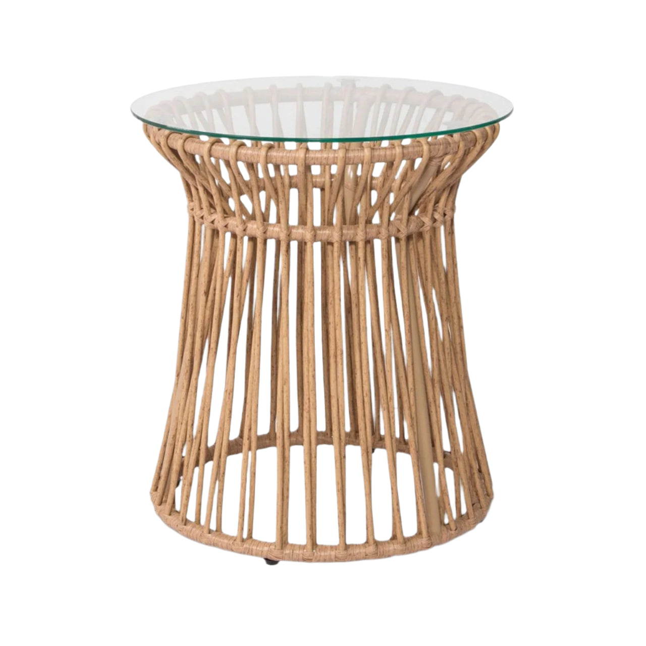 Wicker side table with glass top