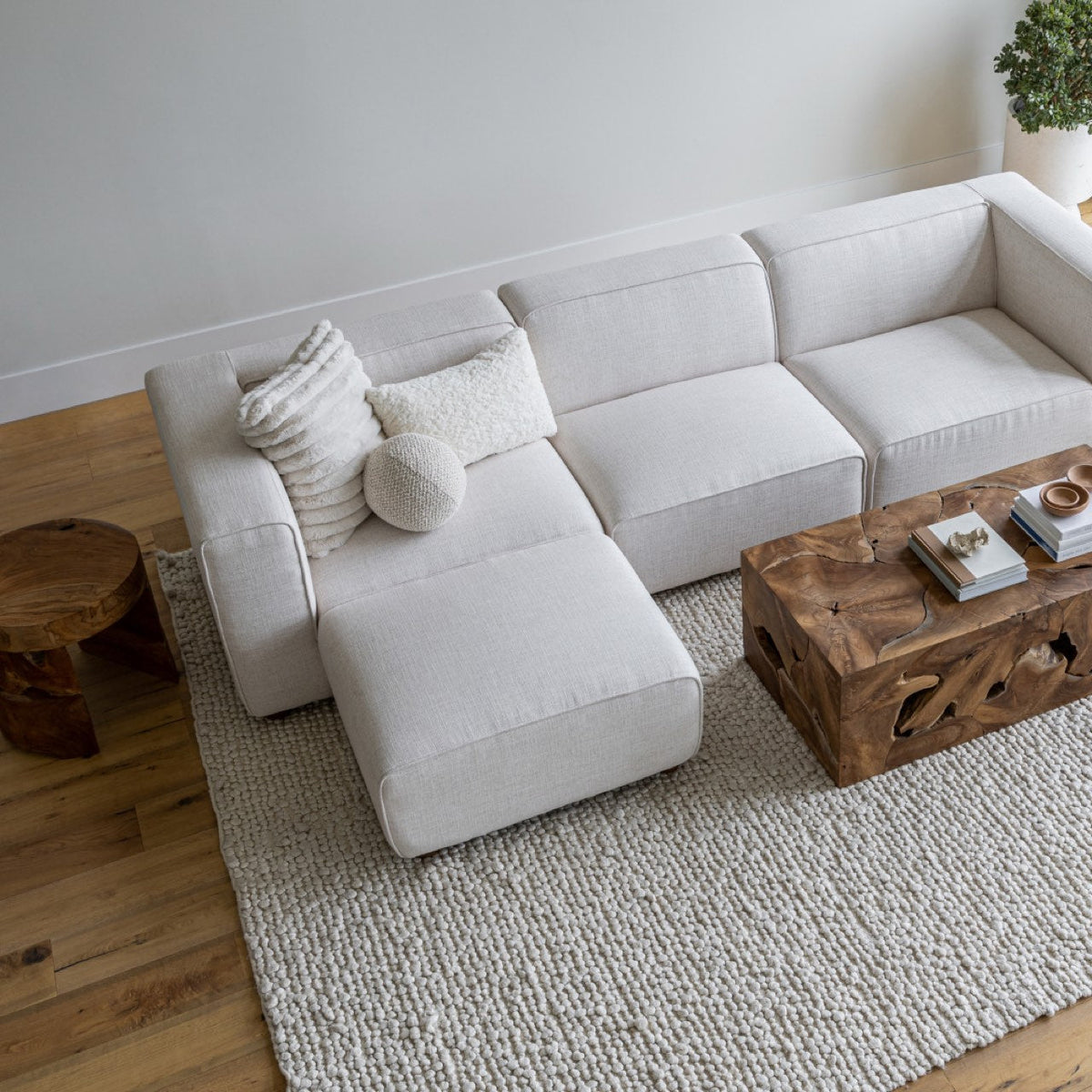 Crush Cushion - Rectangular - Cream