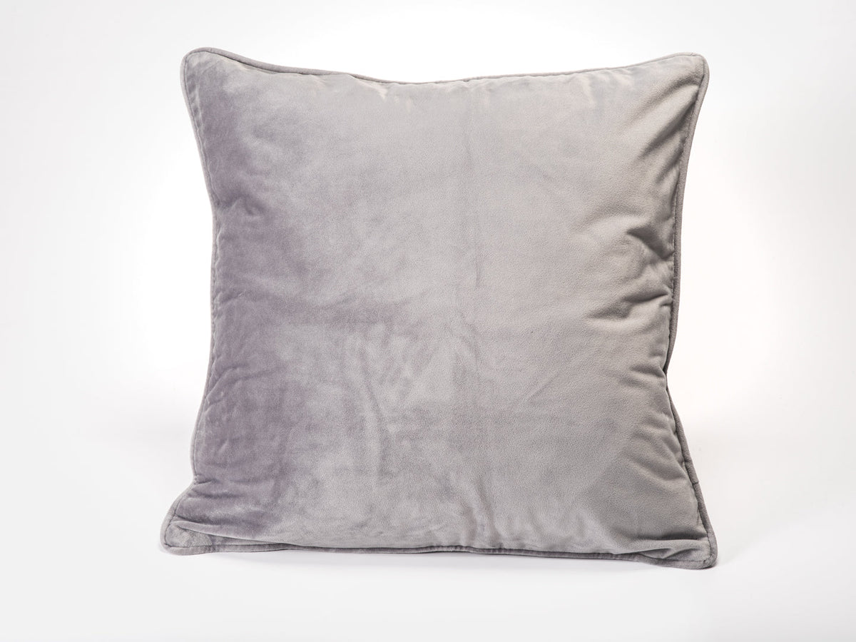Grey Plush Velvet Decorative Pillow