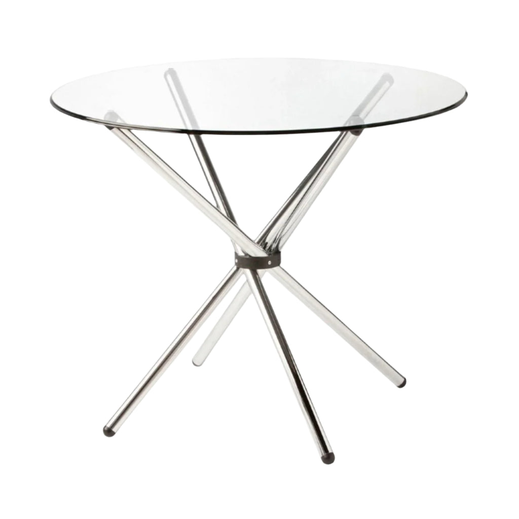 Glass table with metal legs 
