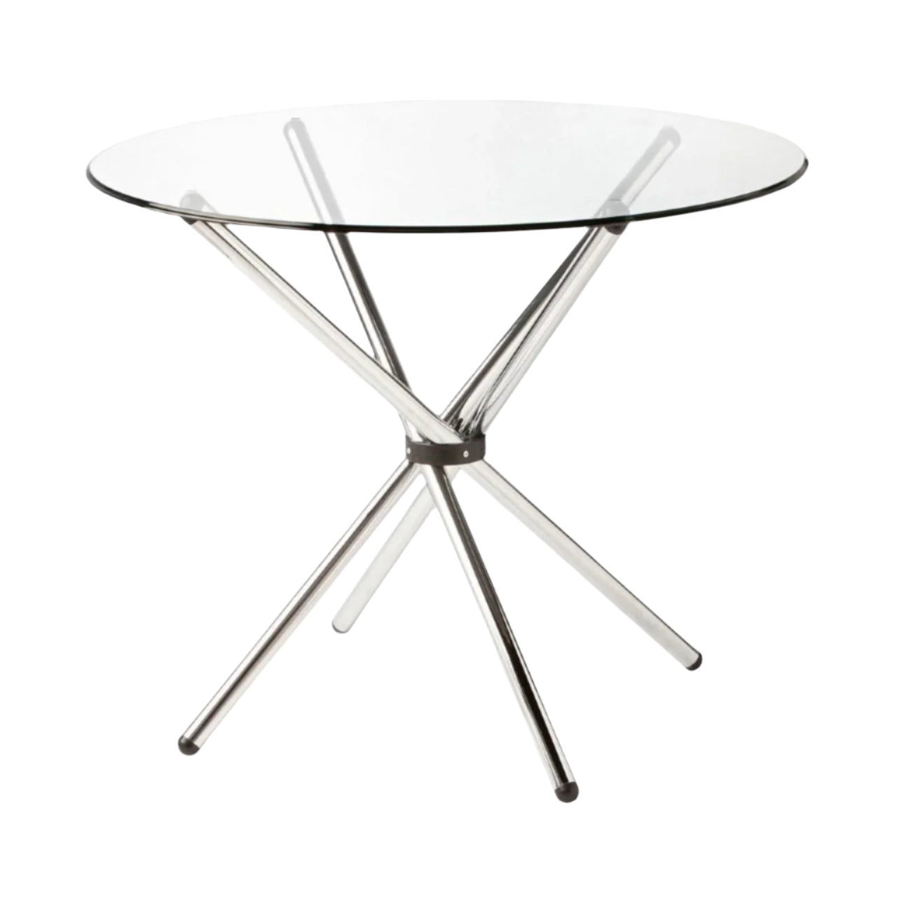 Glass table with metal legs 